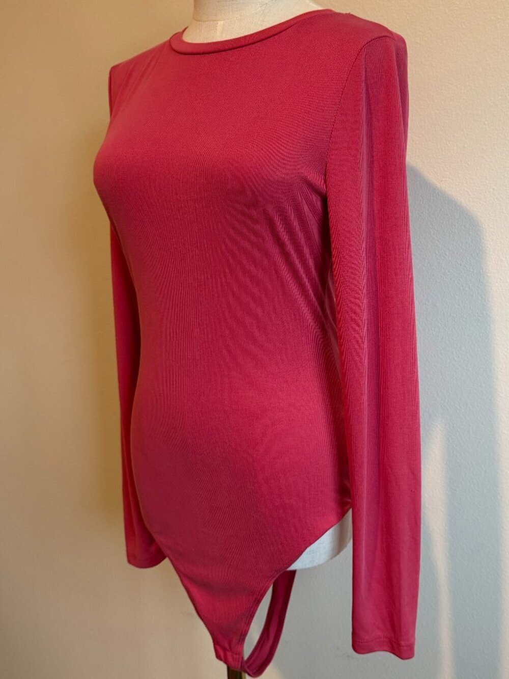 Elodie Pink Ribbed Long Sleeve Bodysuit Large L - Picture 6 of 10
